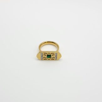 Ring Stainless steel Green stone
