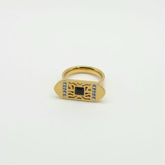 Ring Stainless steel Green stone
