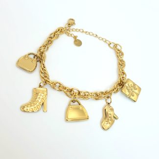 Bracelet stainless steel with charms